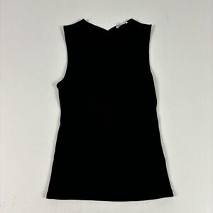 Zara Tank Top Womens Large Black V-Neck Open Back Stretch Jersey Basic Casual